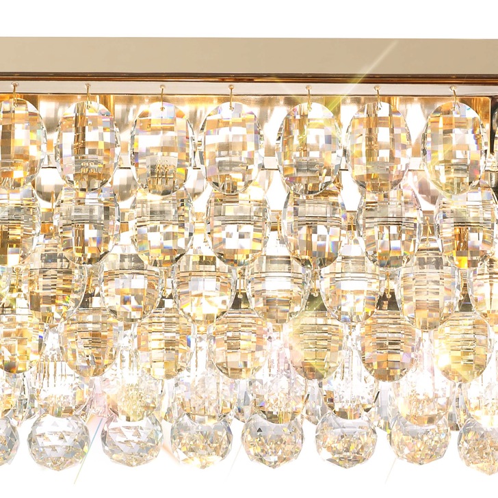 Diyas Coniston French Gold 5 Light Rectangular Flush Crystal Ceiling Light - IL32826