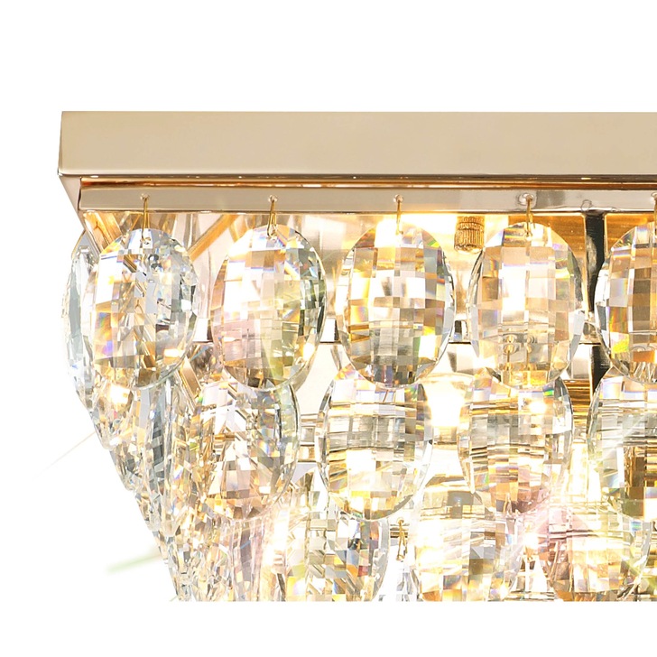 Diyas Coniston French Gold 5 Light Rectangular Flush Crystal Ceiling Light - IL32826