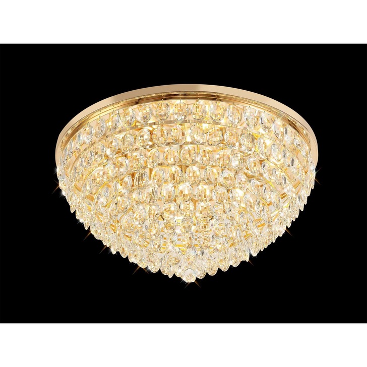 Diyas Coniston French Gold Flush 12 Light Crystal Ceiling Light