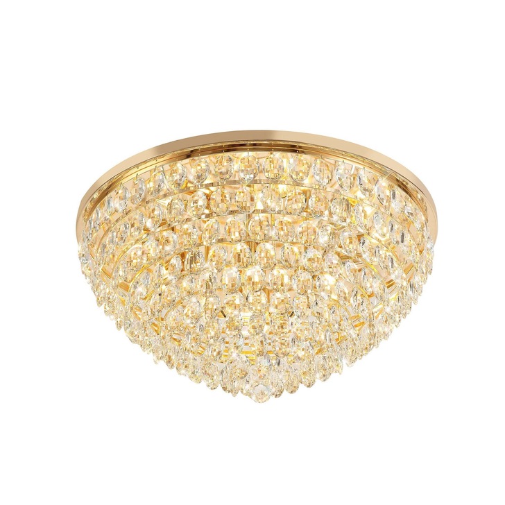 Diyas Coniston French Gold Flush 12 Light Crystal Ceiling Light