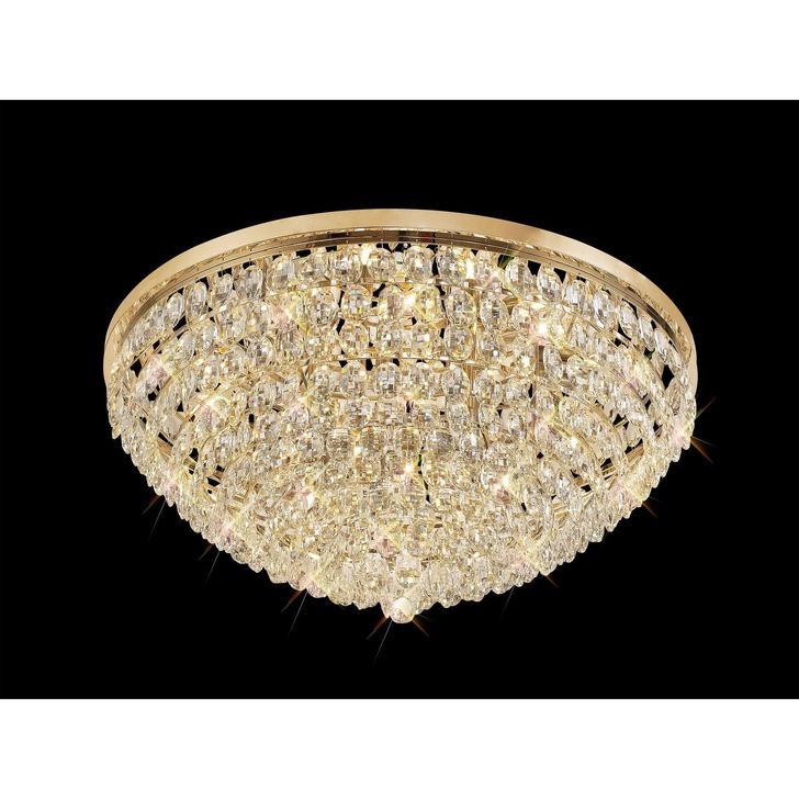 Diyas Coniston French Gold Flush 15 Light Crystal Ceiling Light