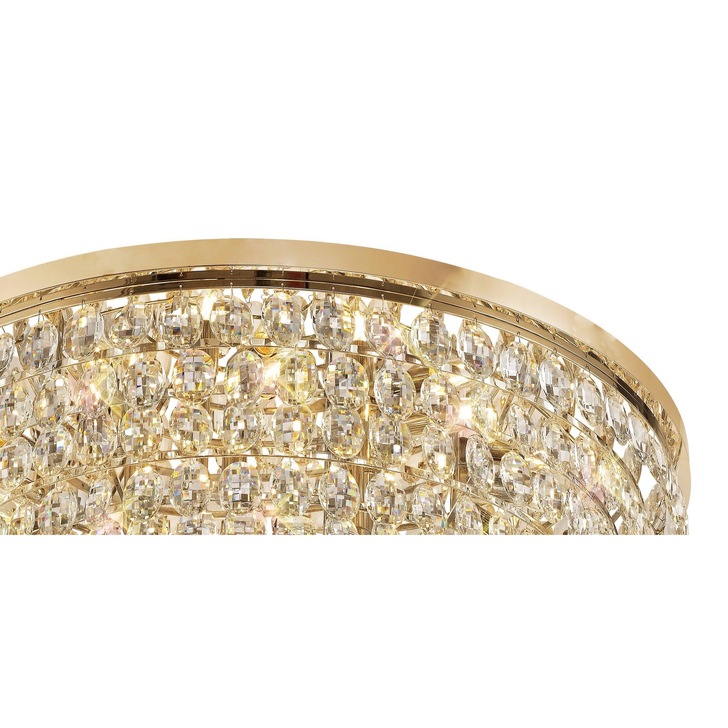 Diyas Coniston French Gold Flush 15 Light Crystal Ceiling Light