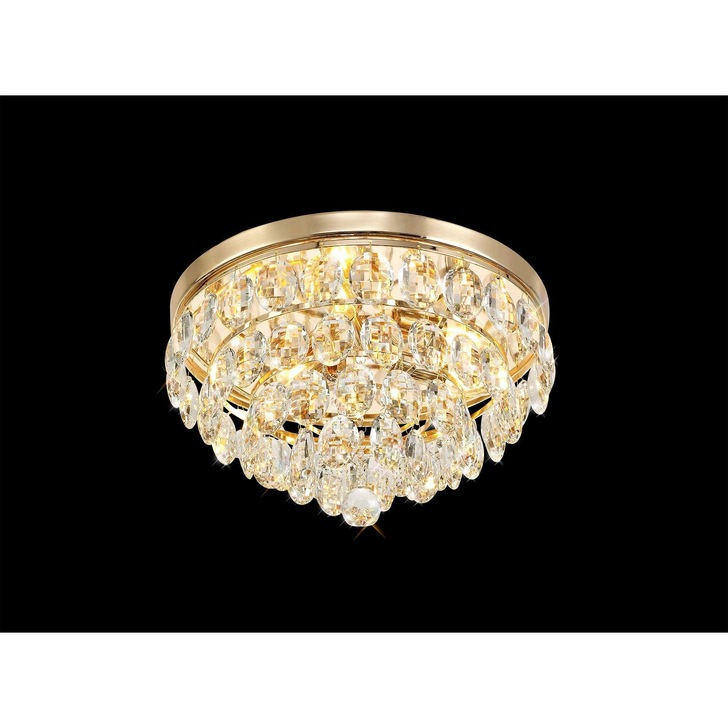 Diyas Coniston French Gold Flush 3 Light Crystal Ceiling Light