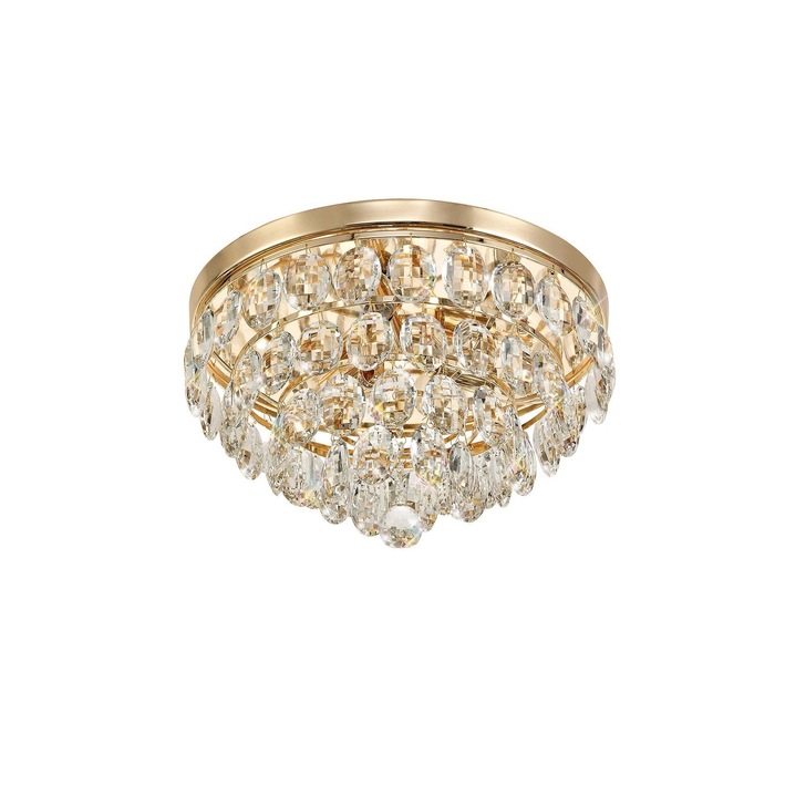 Diyas Coniston French Gold Flush 3 Light Crystal Ceiling Light