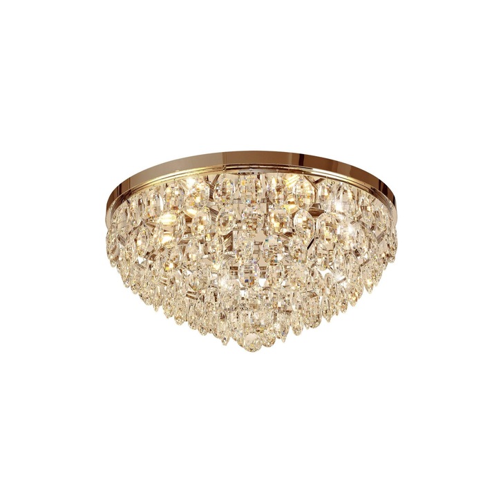 Diyas Coniston French Gold Flush 6 Light Crystal Ceiling Light