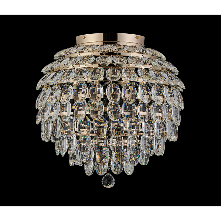 Diyas Coniston Large 8 Light Flush French Gold Crystal Bathroom Ceiling Light - IP44