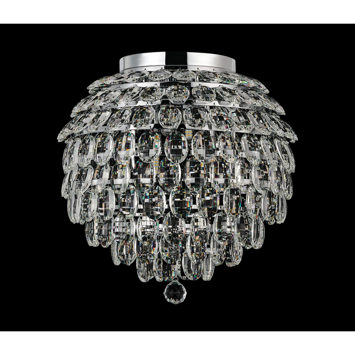 Diyas Coniston Large 8 Light Flush Polished Chrome Crystal Bathroom Ceiling Light - IP44