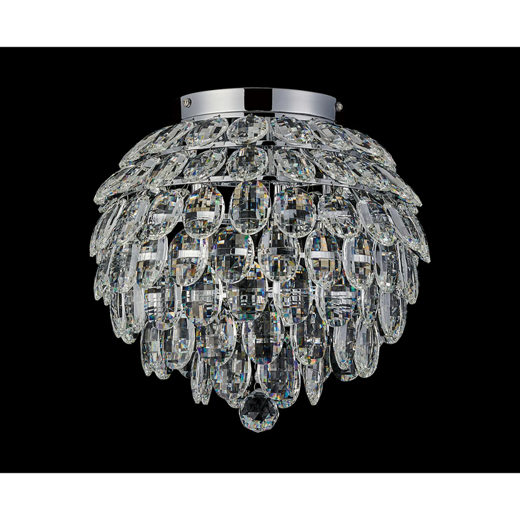 Diyas Coniston Medium 5 Light Flush Polished Chrome Crystal Bathroom Ceiling Light - IP44