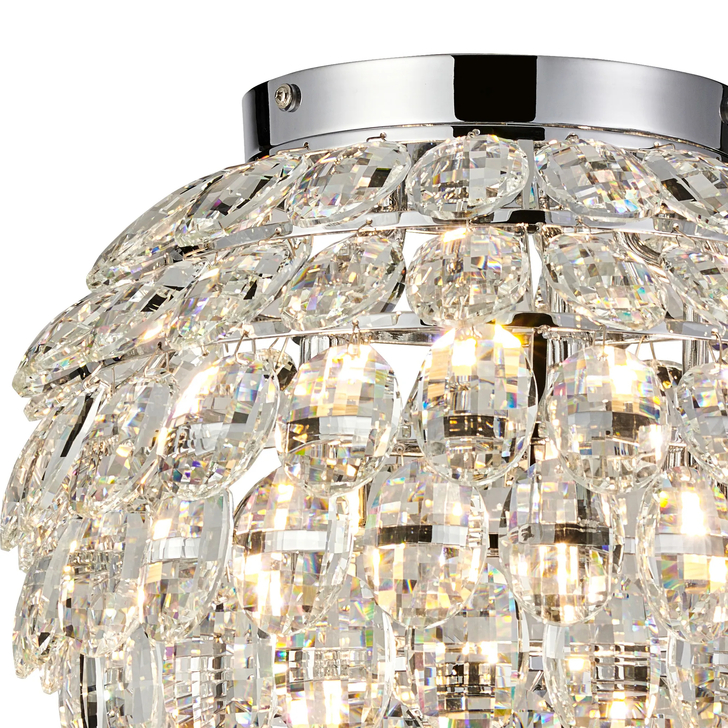 Diyas Coniston Medium 5 Light Flush Polished Chrome Crystal Bathroom Ceiling Light - IP44