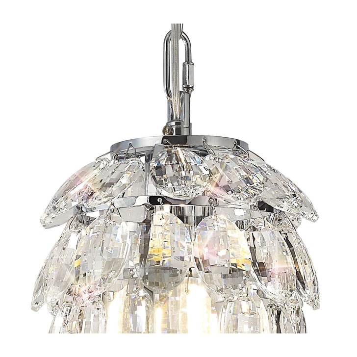 Diyas Coniston Polished Chrome 1 Light Crystal Pendant - IL32838