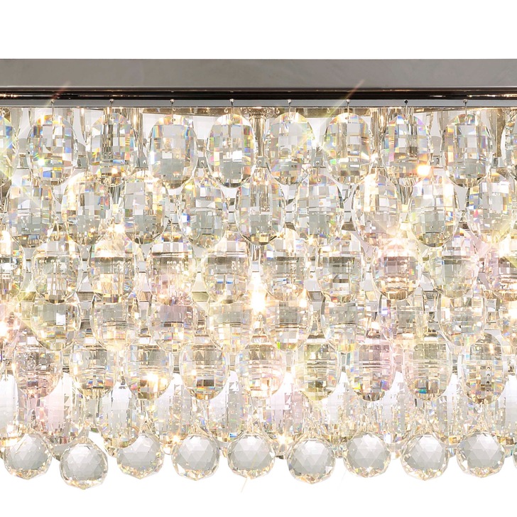 Diyas Coniston Polished Chrome 11 Light Rectangular Flush Crystal Ceiling Light - IL32825