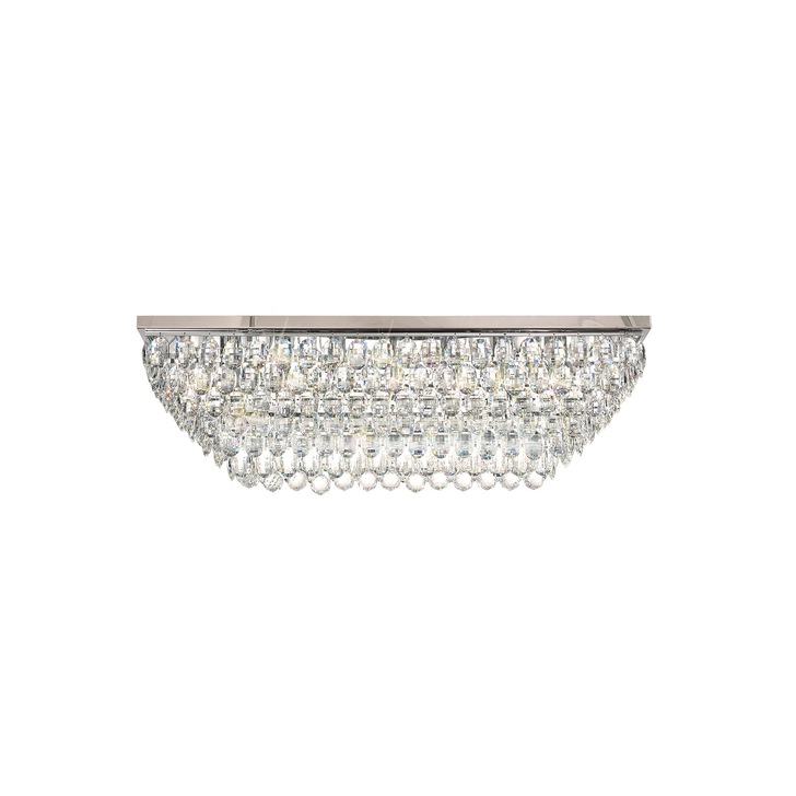 Diyas Coniston Polished Chrome 11 Light Rectangular Flush Crystal Ceiling Light - IL32825