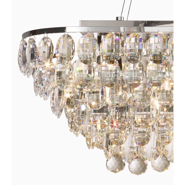 Diyas Coniston Polished Chrome 14 Light Crystal Bar Pendant - IL32822