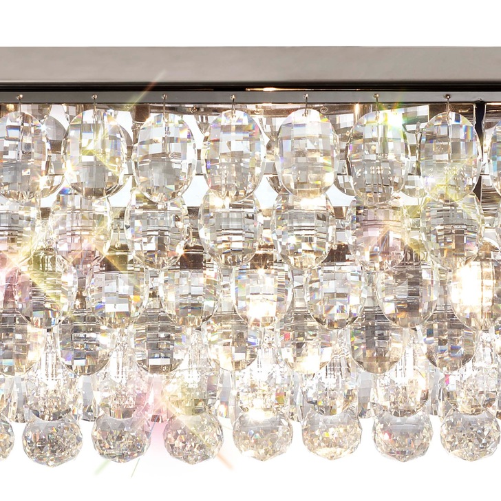 Diyas Coniston Polished Chrome 5 Light Rectangular Flush Crystal Ceiling Light - IL32824