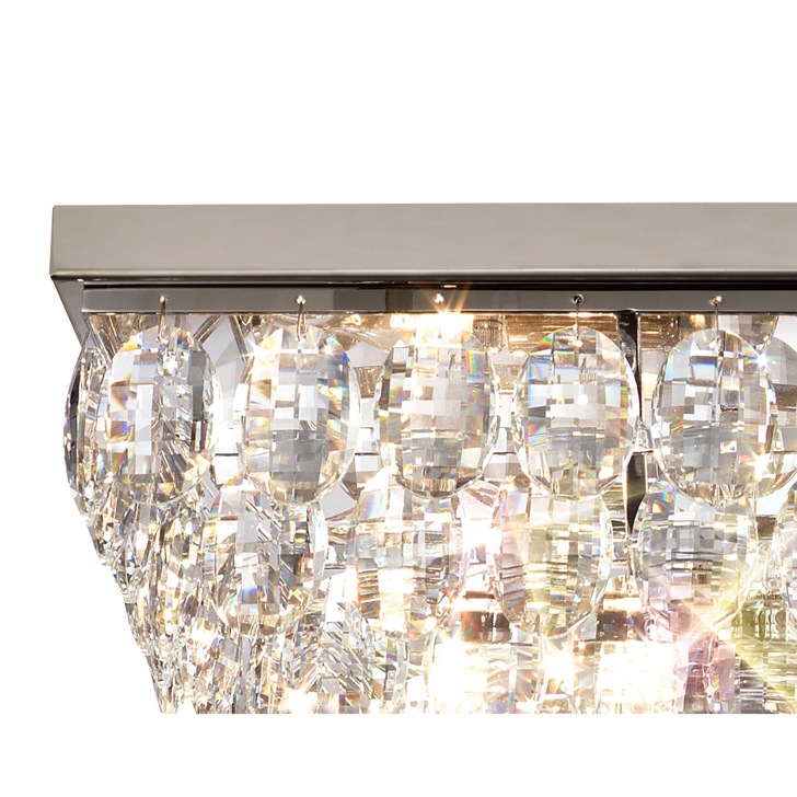 Diyas Coniston Polished Chrome 5 Light Rectangular Flush Crystal Ceiling Light - IL32824