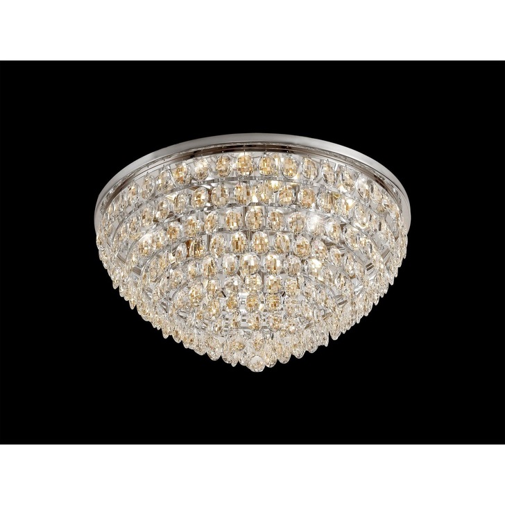 Diyas Coniston Polished Chrome Flush 12 Light Crystal Ceiling Light