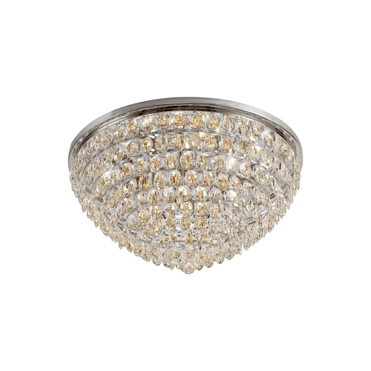 Diyas Coniston Polished Chrome Flush 12 Light Crystal Ceiling Light