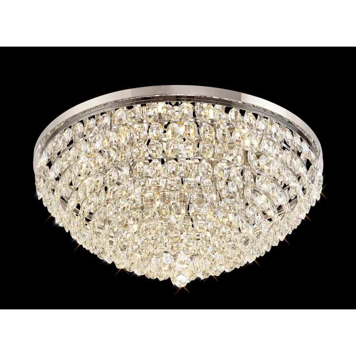 Diyas Coniston Polished Chrome Flush 15 Light Crystal Ceiling Light