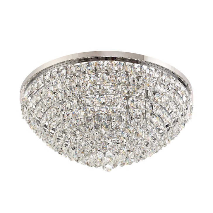 Diyas Coniston Polished Chrome Flush 15 Light Crystal Ceiling Light