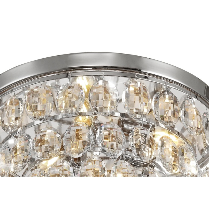 Diyas Coniston Polished Chrome Flush 3 Light Crystal Ceiling Light