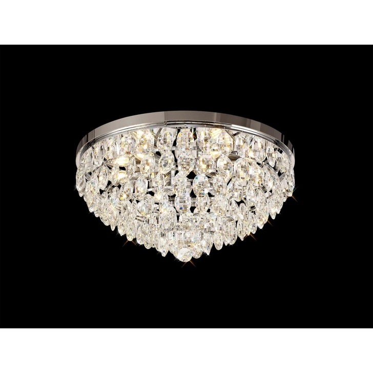 Diyas Coniston Polished Chrome Flush 6 Light Crystal Ceiling Light