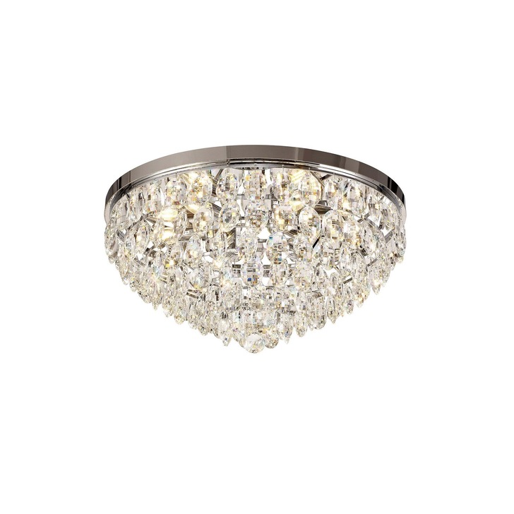 Diyas Coniston Polished Chrome Flush 6 Light Crystal Ceiling Light