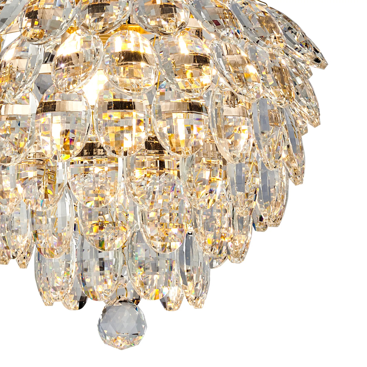 Diyas Coniston Small 3 Light Flush French Gold Crystal Bathroom Ceiling Light - IP44