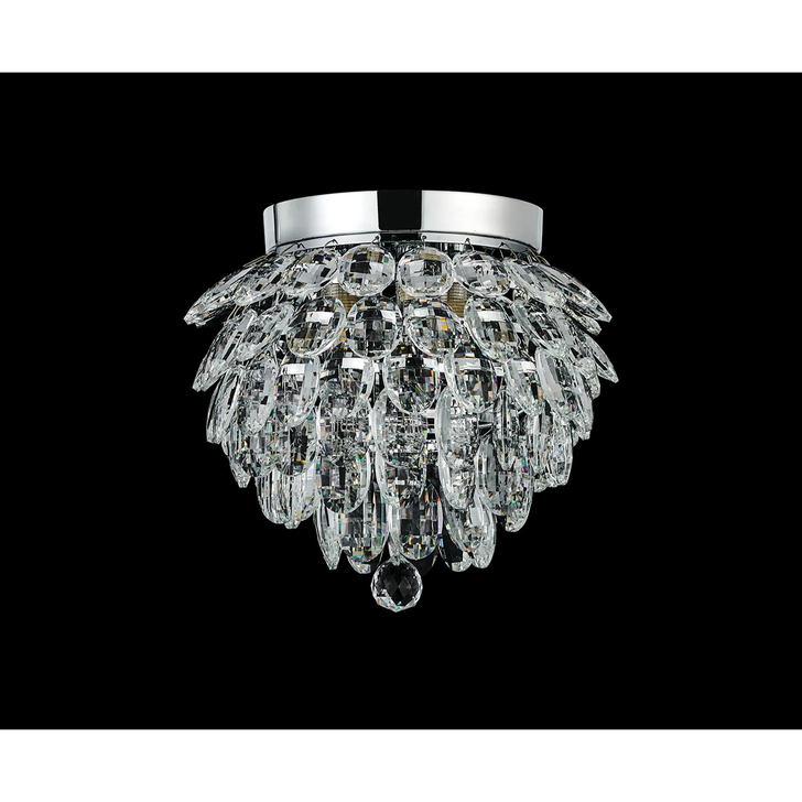 Diyas Coniston Small 3 Light Flush Polished Chrome Crystal Bathroom Ceiling Light - IP44