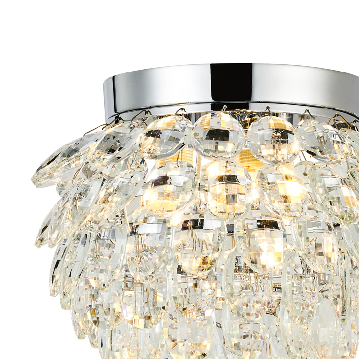 Diyas Coniston Small 3 Light Flush Polished Chrome Crystal Bathroom Ceiling Light - IP44