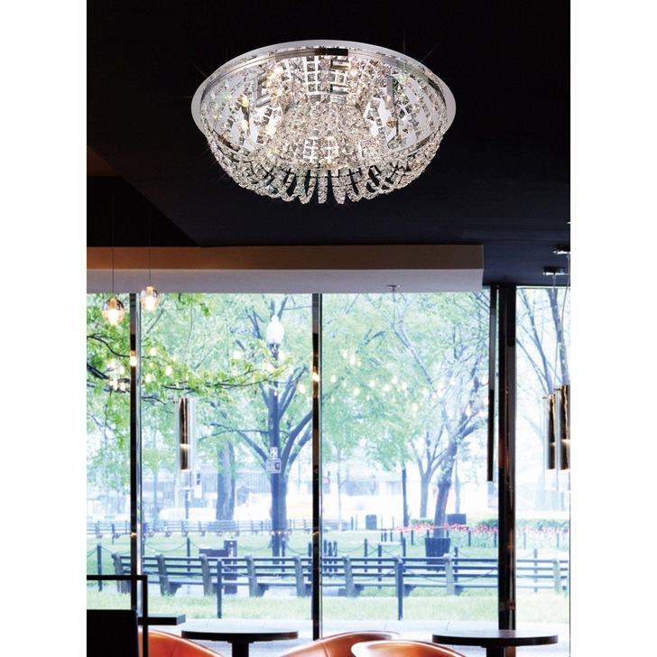 Diyas Cosmos IL30044 Polished Chrome 7 Light Flush Crystal Ceiling Light