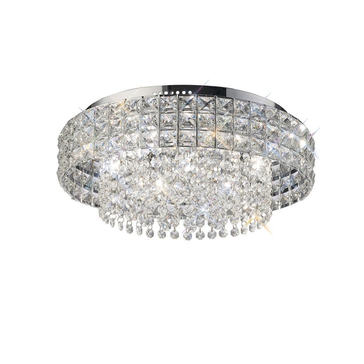 Diyas Edison IL31151 Polished Chrome 7 Light Flush Crystal Ceiling Light