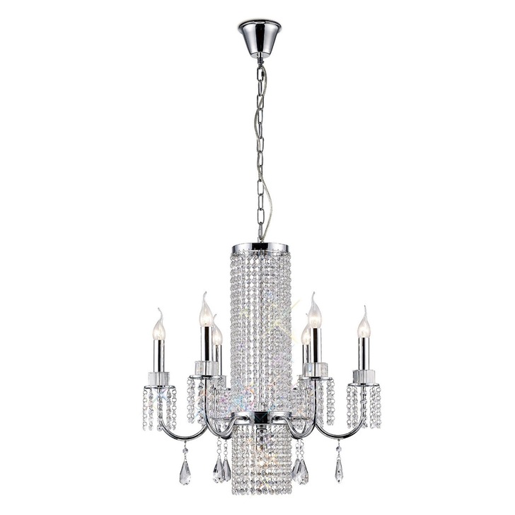 Diyas Emily IL31543 Polished Chrome 7 Light Crystal Chandelier