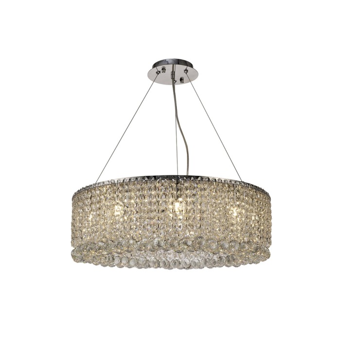 Diyas Empire IL31730 Polished Chrome 9 Light Round Crystal Pendant