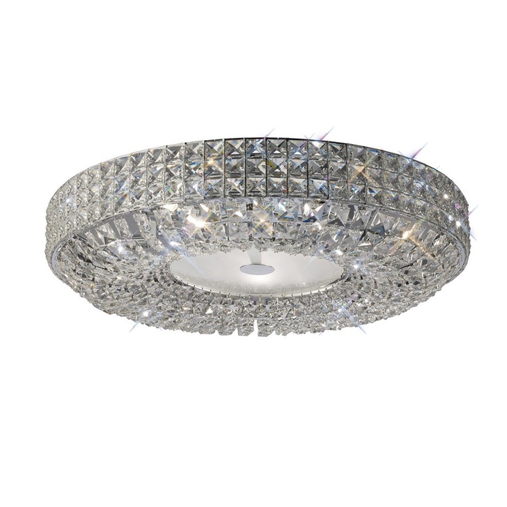 Diyas Enya IL31202 Polished Chrome 9 Light Flush Crystal Ceiling Light