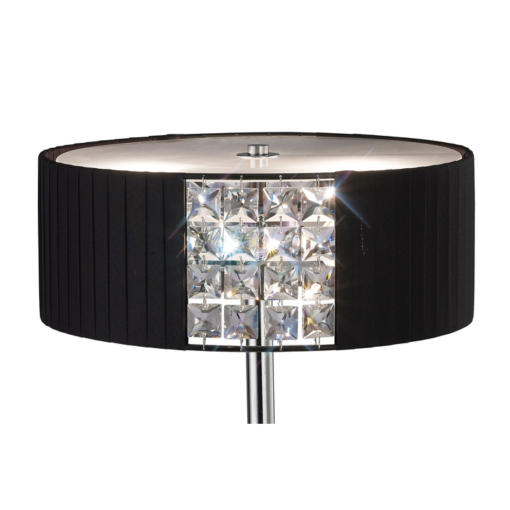 Diyas Evelyn IL31170/BL Polished Chrome/Crystal 2 Light Table Lamp Complete With Black Shade