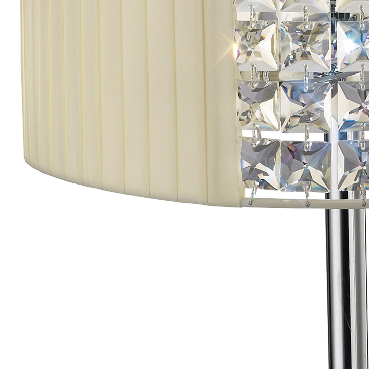 Diyas Evelyn IL31170/CR Polished Chrome/Crystal 2 Light Table Lamp Complete With Cream Shade