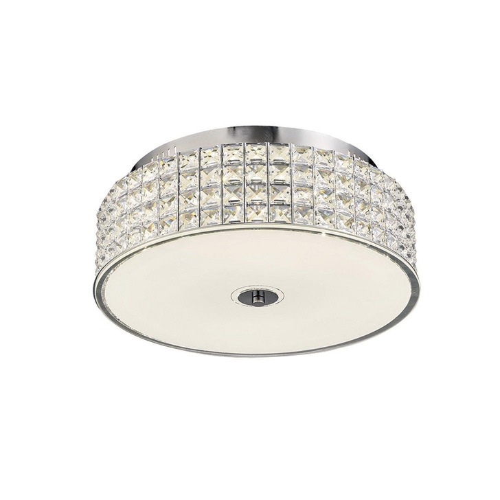 Diyas Hawthorne IL80021 Polished Chrome Round LED Flush Crystal Ceiling Light