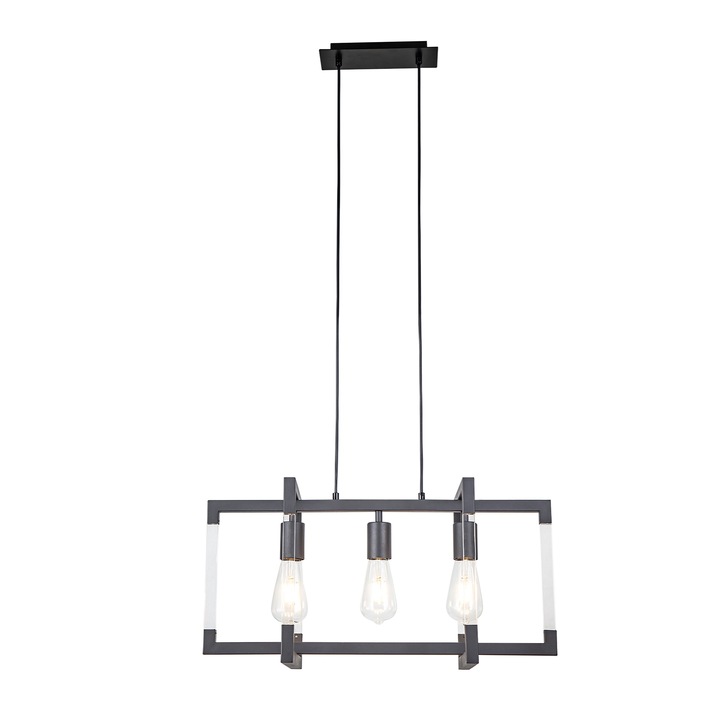 Diyas IL32785 Canto Rectangular 3 Light Linear Graphite Pendant