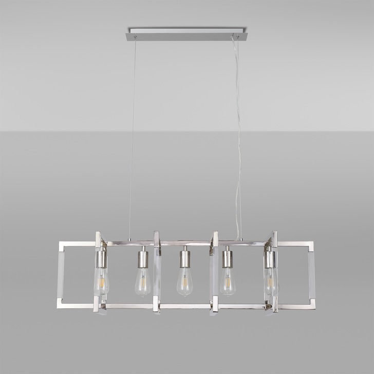 Diyas IL32785 Canto Rectangular 5 Light Linear Polished Nickel Pendant