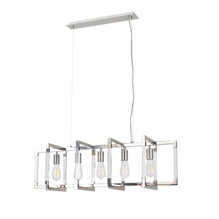 Diyas IL32785 Canto Rectangular 5 Light Linear Polished Nickel Pendant