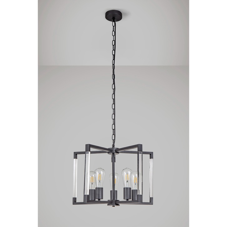 Diyas IL32785 Canto Round 5 Light Linear Graphite Pendant