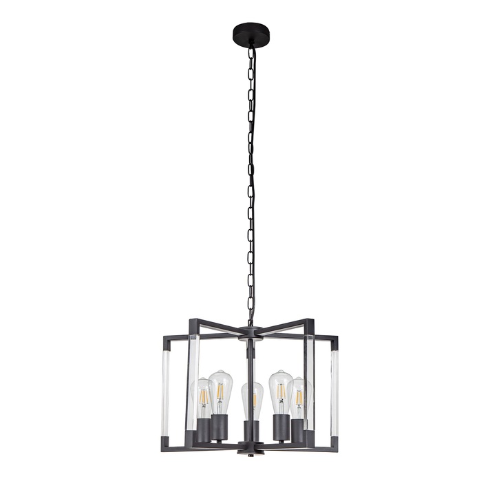 Diyas IL32785 Canto Round 5 Light Linear Graphite Pendant