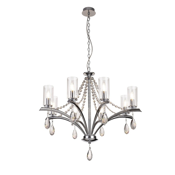 Diyas IL32793 Rhea Polished Chrome 8 Light Crystal Chandelier