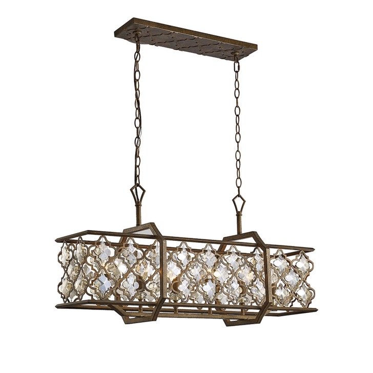 Diyas Indie IL31697 Mocha 6 Light Linear Crystal Pendant