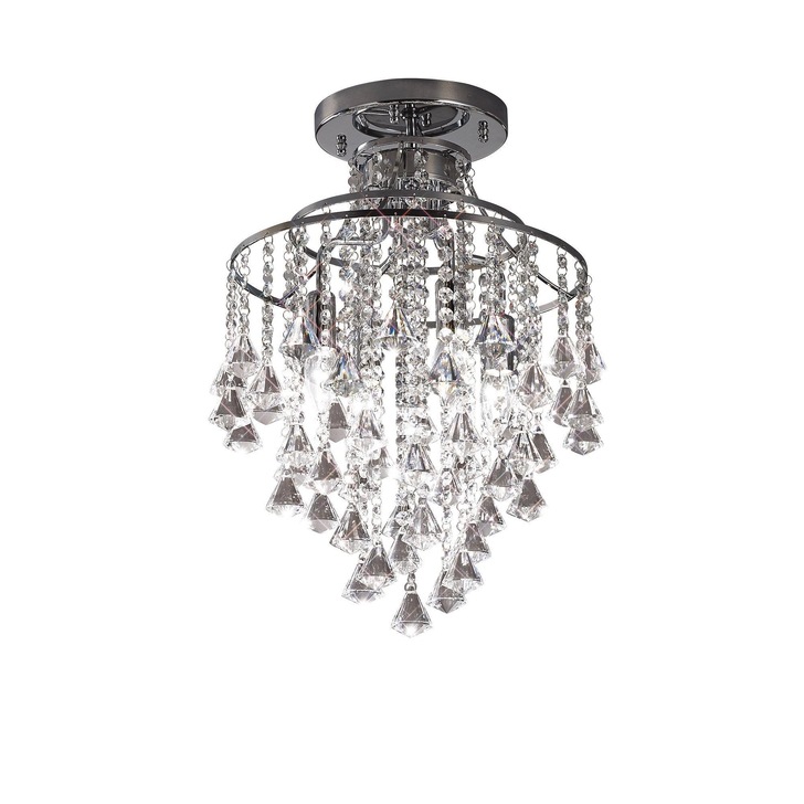 Diyas Inina IL30770 Polished Chrome 4 Light Flush Crystal Ceiling Light