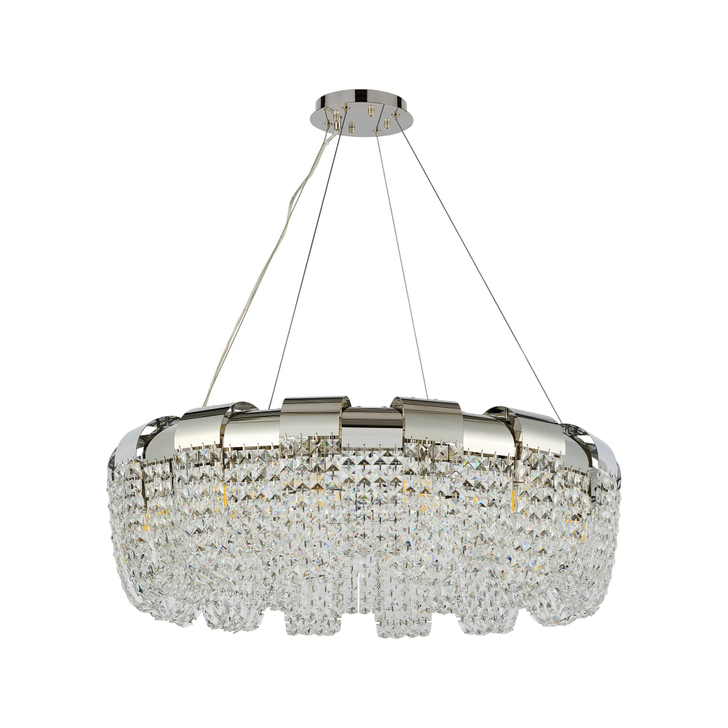 Diyas Kalani Polished Nickel Finish Large 14 Light Crystal Pendant - 60cm