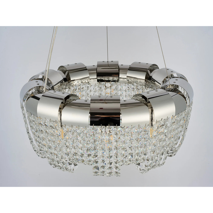 Diyas Kalani Polished Nickel Finish Large 14 Light Crystal Pendant - 60cm