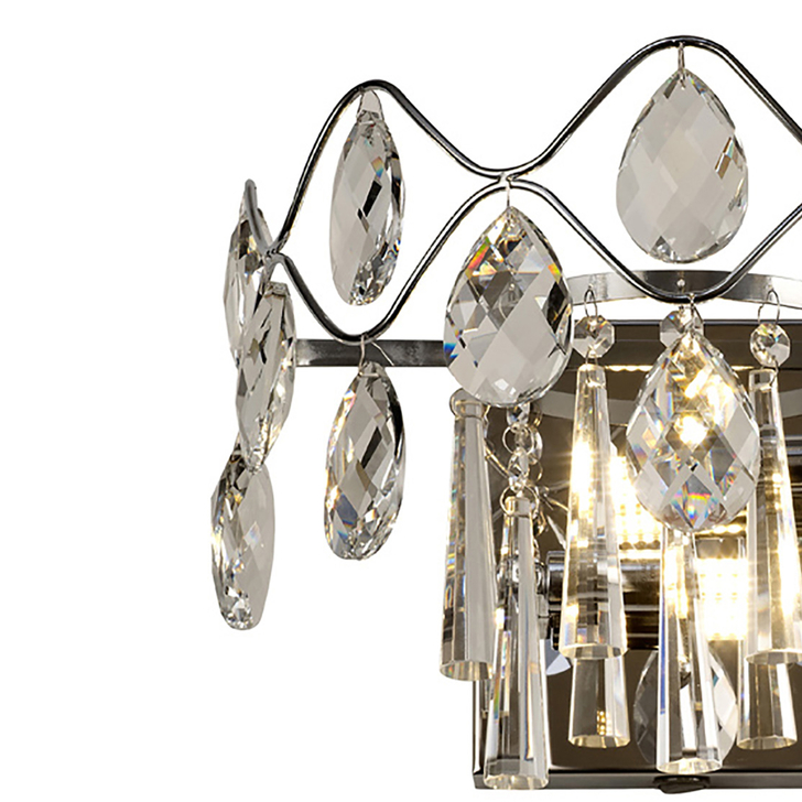 Diyas Kenzie IL31060 Polished Chrome 2 Light Crystal Wall Light