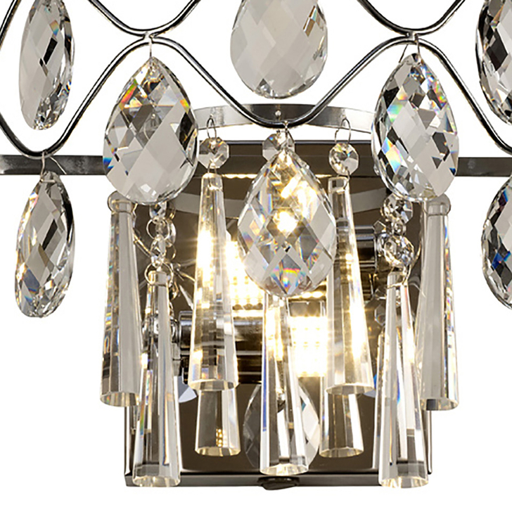 Diyas Kenzie IL31060 Polished Chrome 2 Light Crystal Wall Light