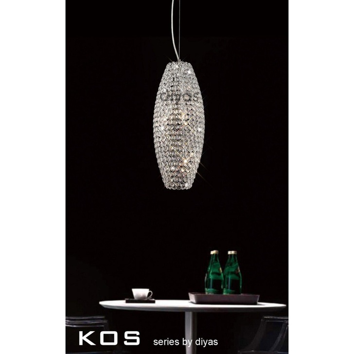 Diyas Kos IL30410 Polished Chrome 4 Light Crystal Pendant